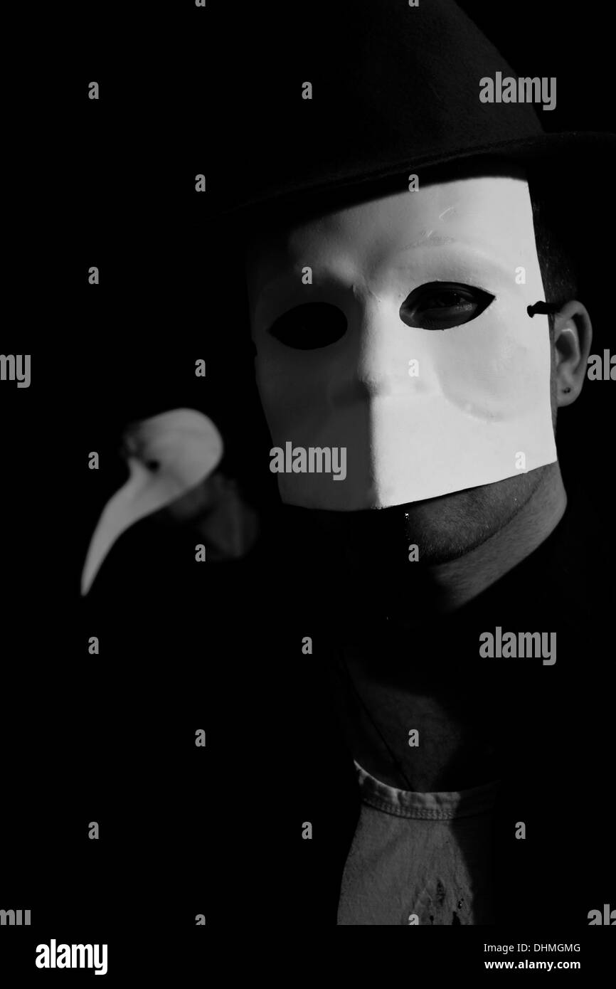 Black and white face wearing mask Black and White Stock Photos & Images ...