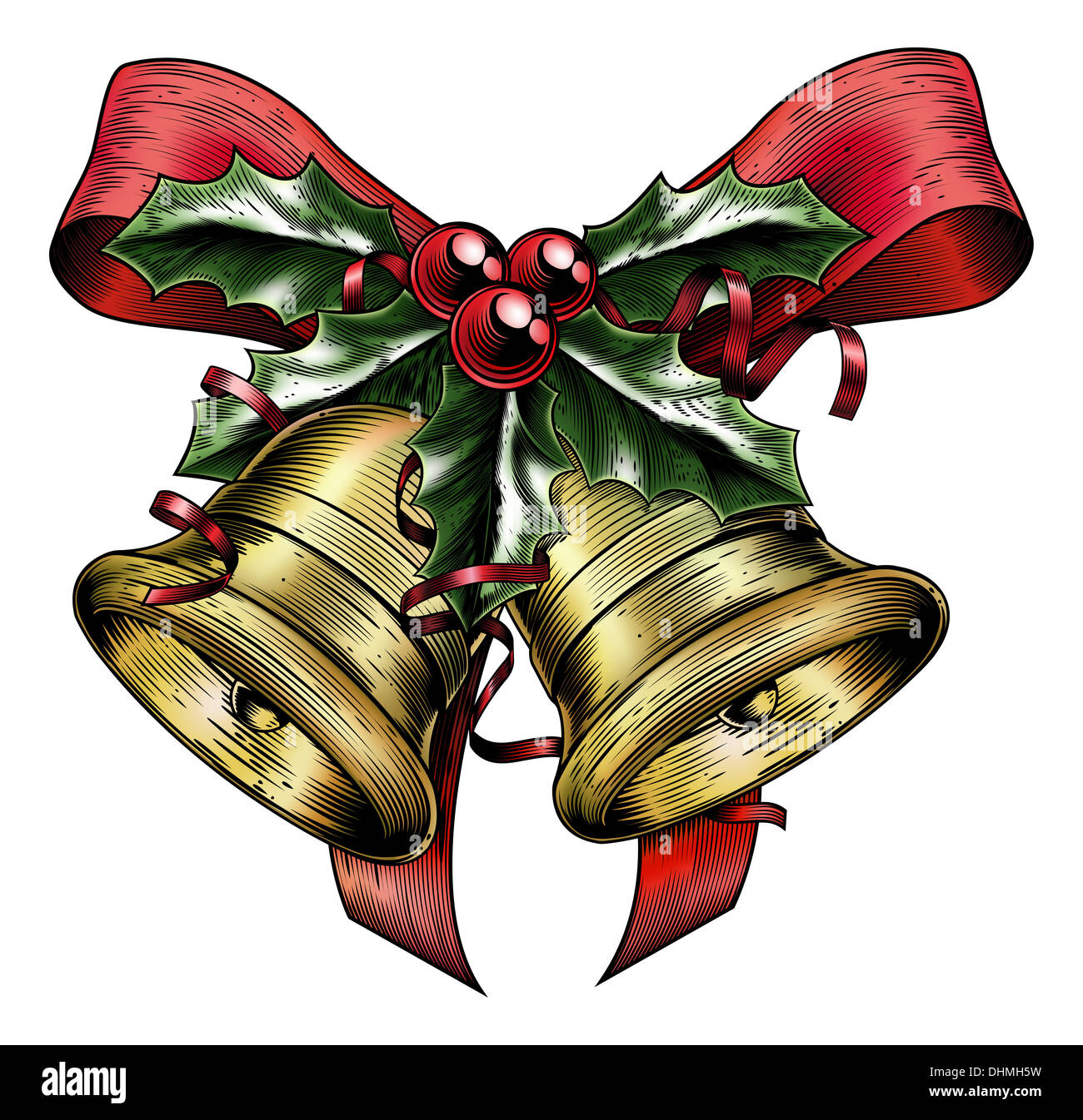 Christmas Bells And Holly Background