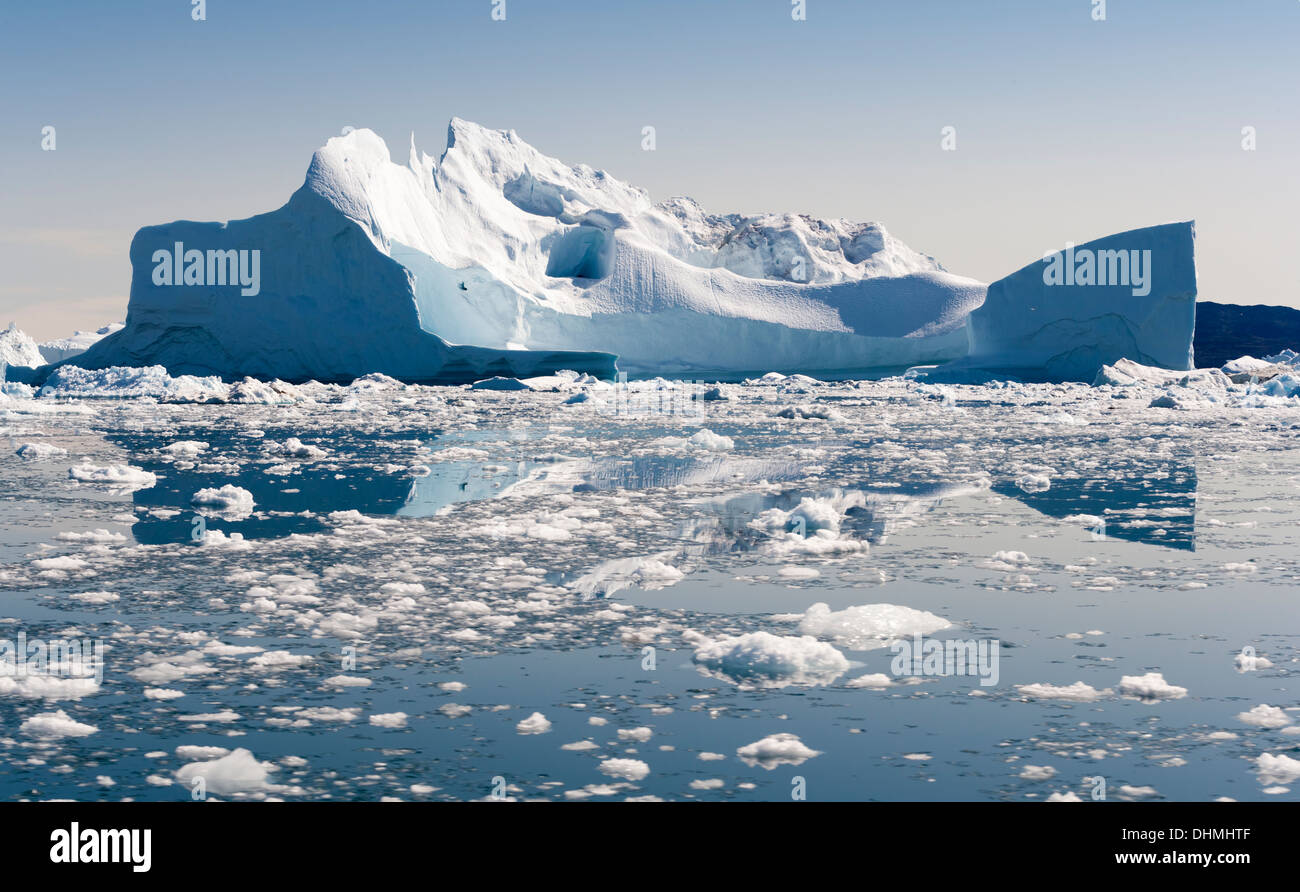 Greenland. The biggest glacier on a Jakobshavn. Huge icebergs of