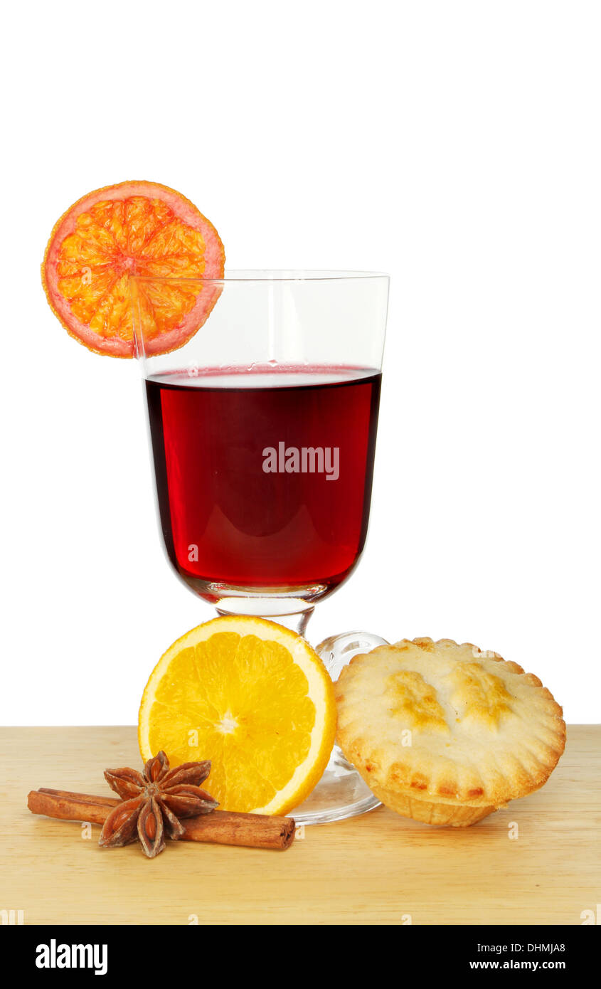 Mulled wine and a mince pie against a white background Stock Photo Alamy