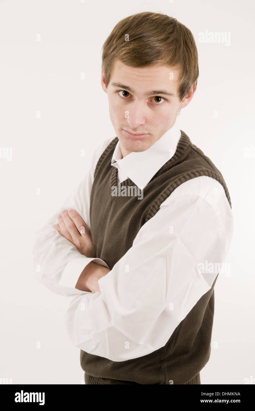 young man serious side Stock Photo