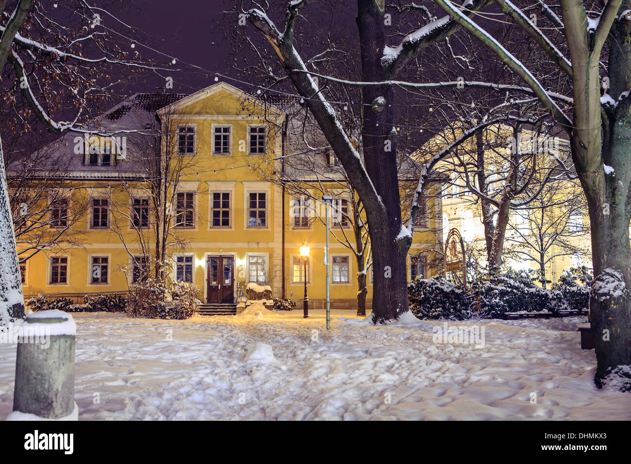 Night scenes of wintry Coburg in Bavaria, Germany Stock Photo