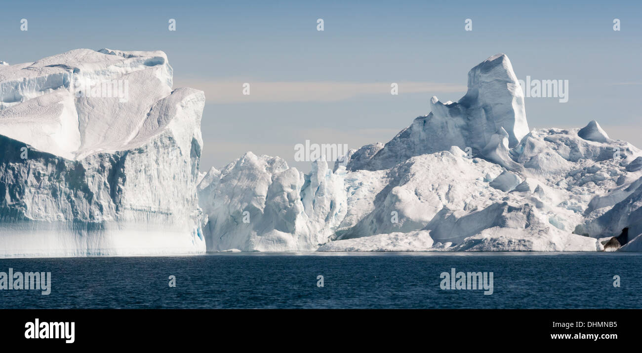 Greenland. The biggest glacier on a Jakobshavn. Huge icebergs of