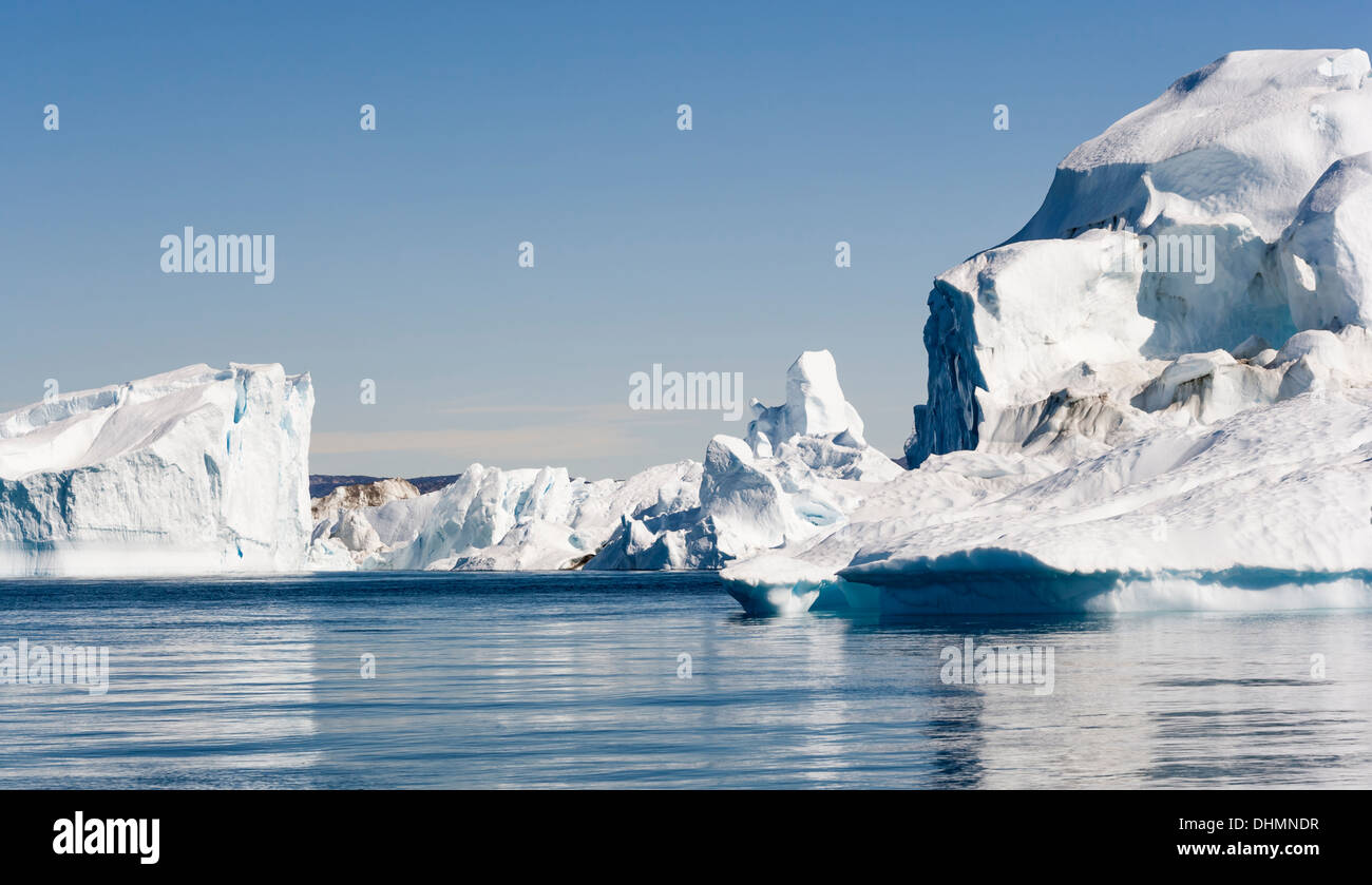 Greenland. The biggest glacier on a Jakobshavn. Huge icebergs of