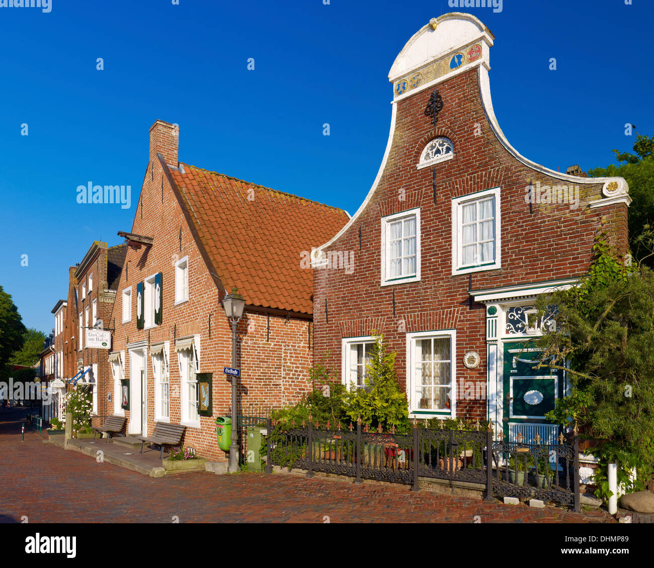 Houses at the port, Greetsiel, East Frisia, Germany Stock Photo