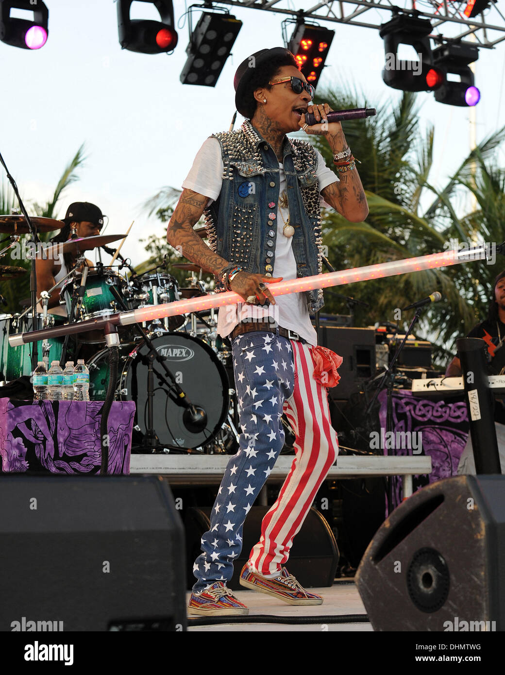 Wiz Khalifa performing at Sunfest West Palm Beach, Florida - 03.05.12 Stock Photo