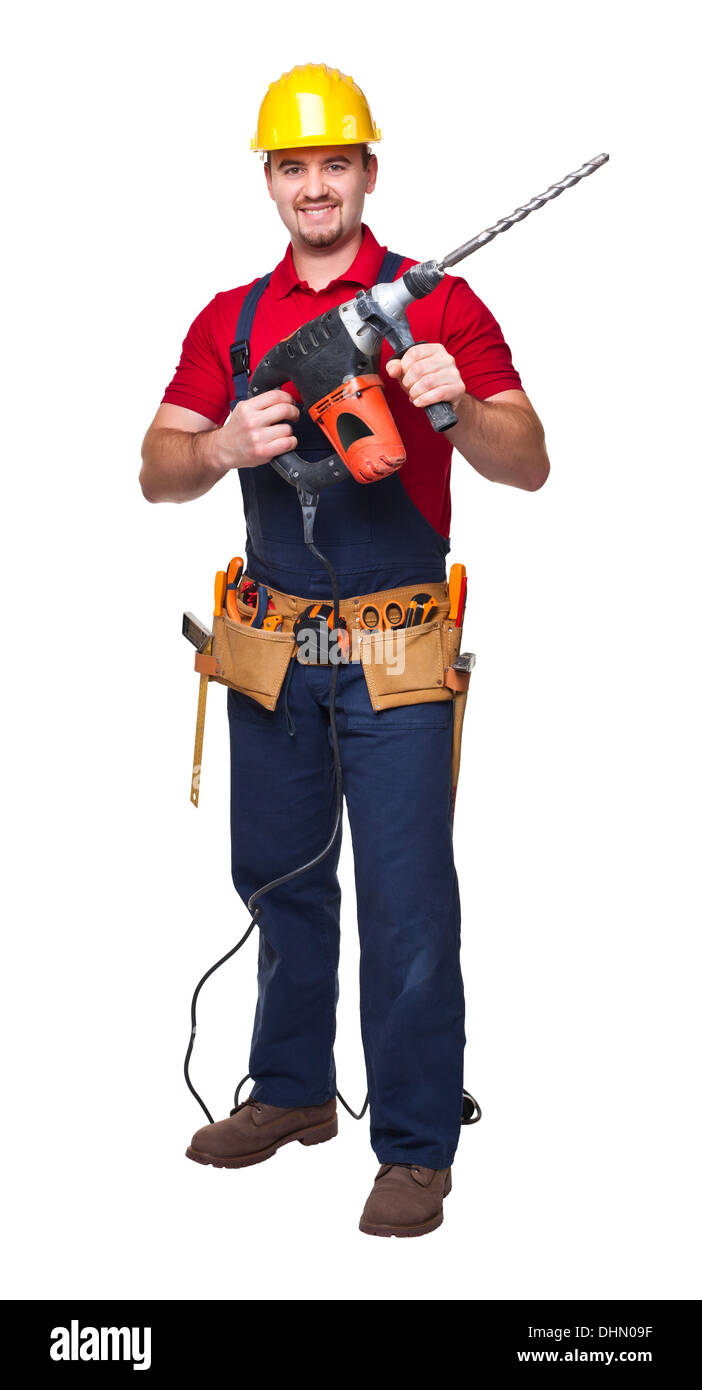 portrait of manual worker on white background Stock Photo