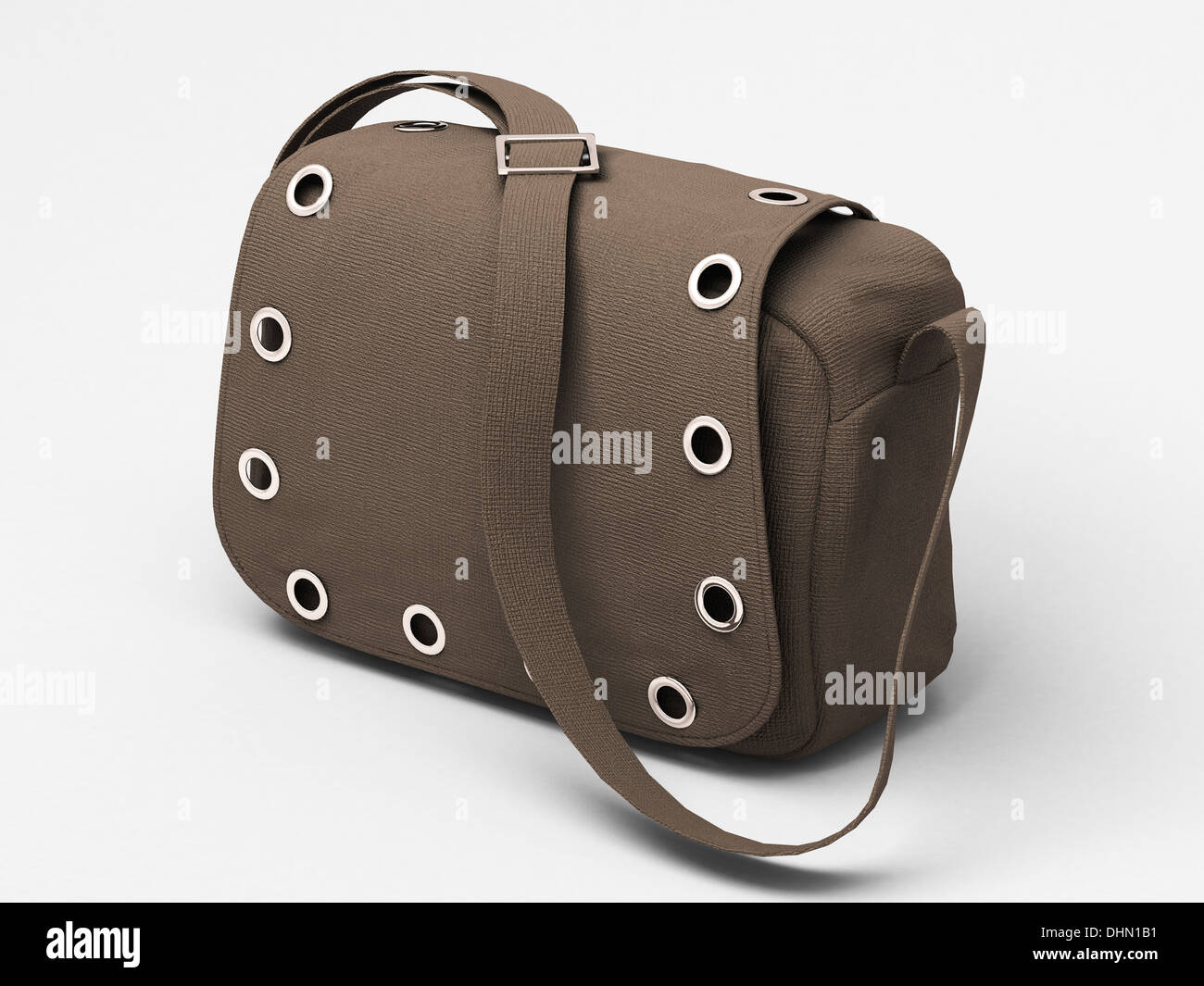 Grey handbag with studs Stock Photo