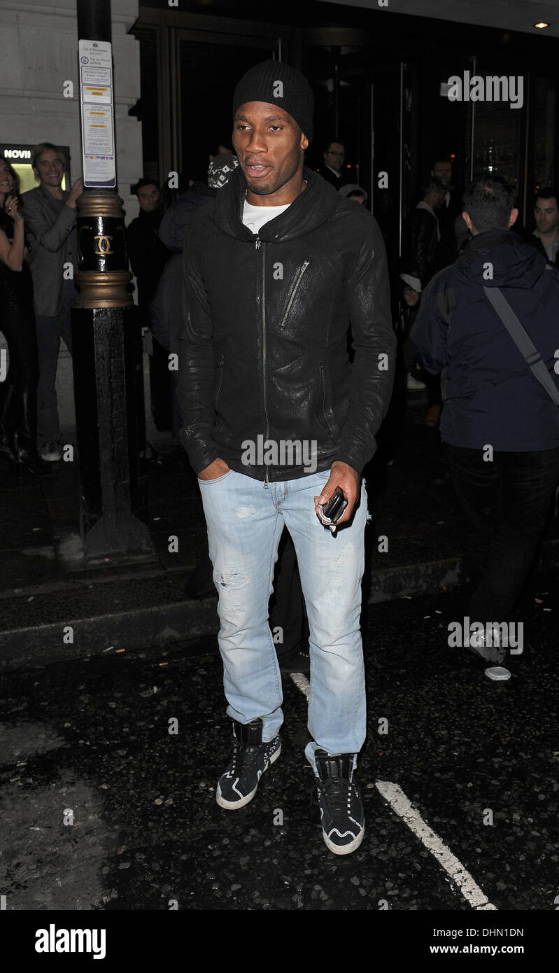 Chelsea FC player Didier Drogba leaving Novikov restaurant. London, England - 05.05.12 Stock Photo