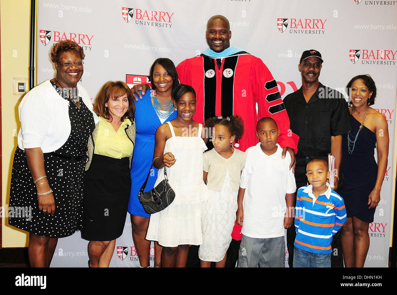 Shaquille O'Neal and family Shaquille O'Neal receives his doctoral