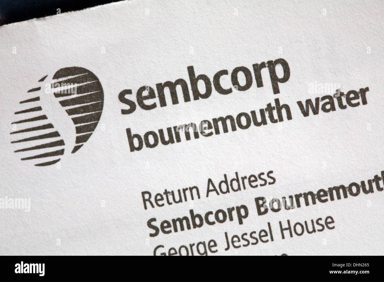 sembcorp bournemouth water logo and return address details on water
