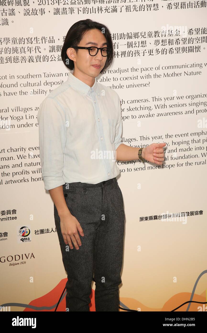 Singer Yoga Lin attends Taipei International Art Exhibition in Taipei
