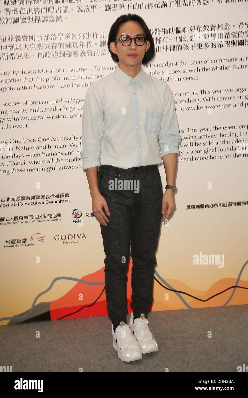 Singer Yoga Lin attends Taipei International Art Exhibition in Taipei