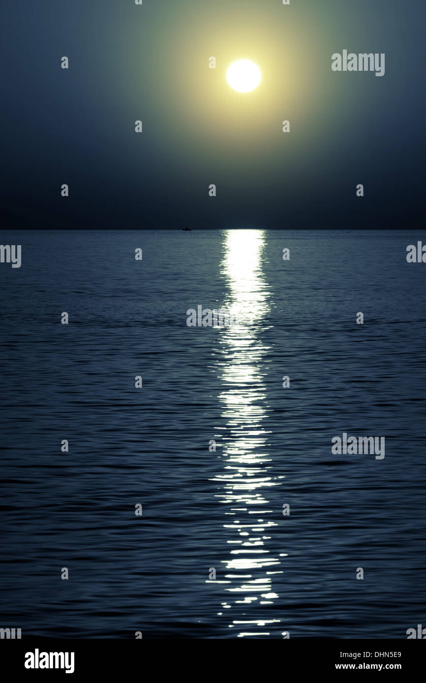 light of the moon over the night sea Stock Photo