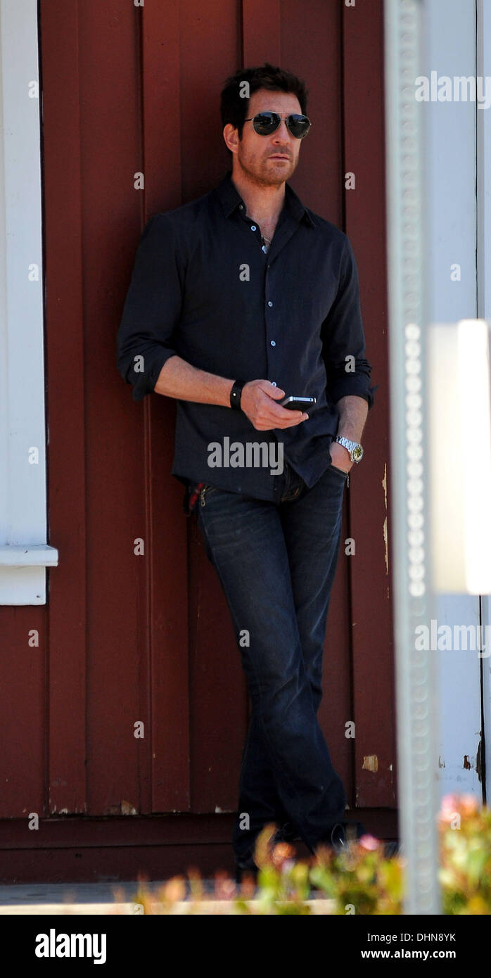 Dylan McDermott waiting to pick his daughter up from school Los Angeles
