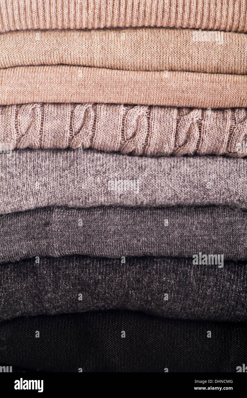wool sweaters as close up Stock Photo