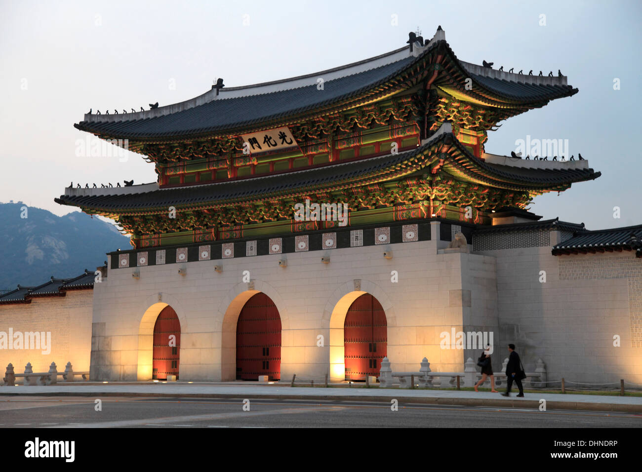 South Korea, Seoul, Gwanghwamun Gate, Stock Photo