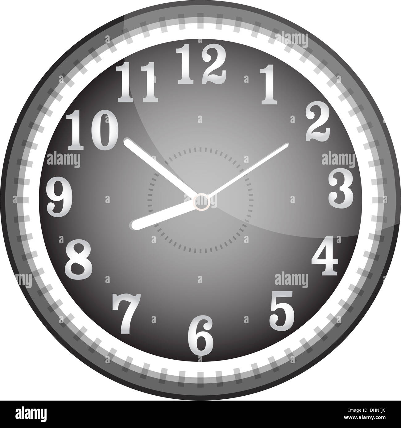 Silver wall clock with black face Stock Photo Alamy