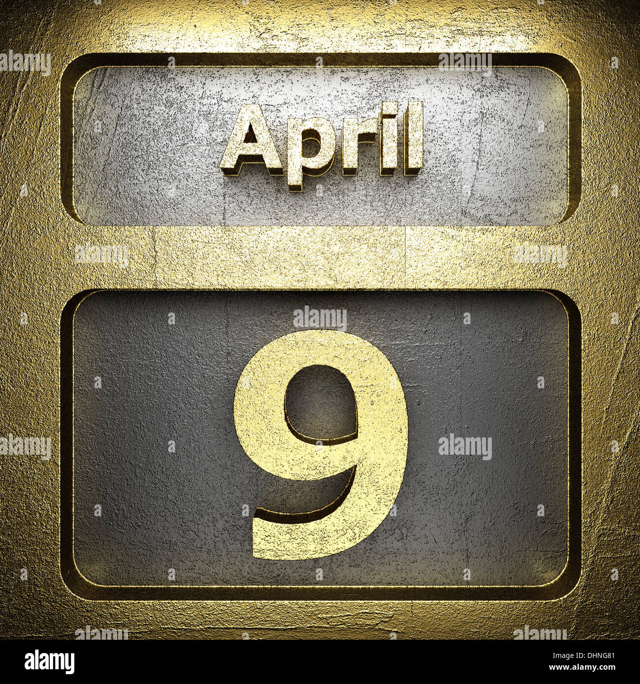 april 9 golden sign Stock Photo - Alamy