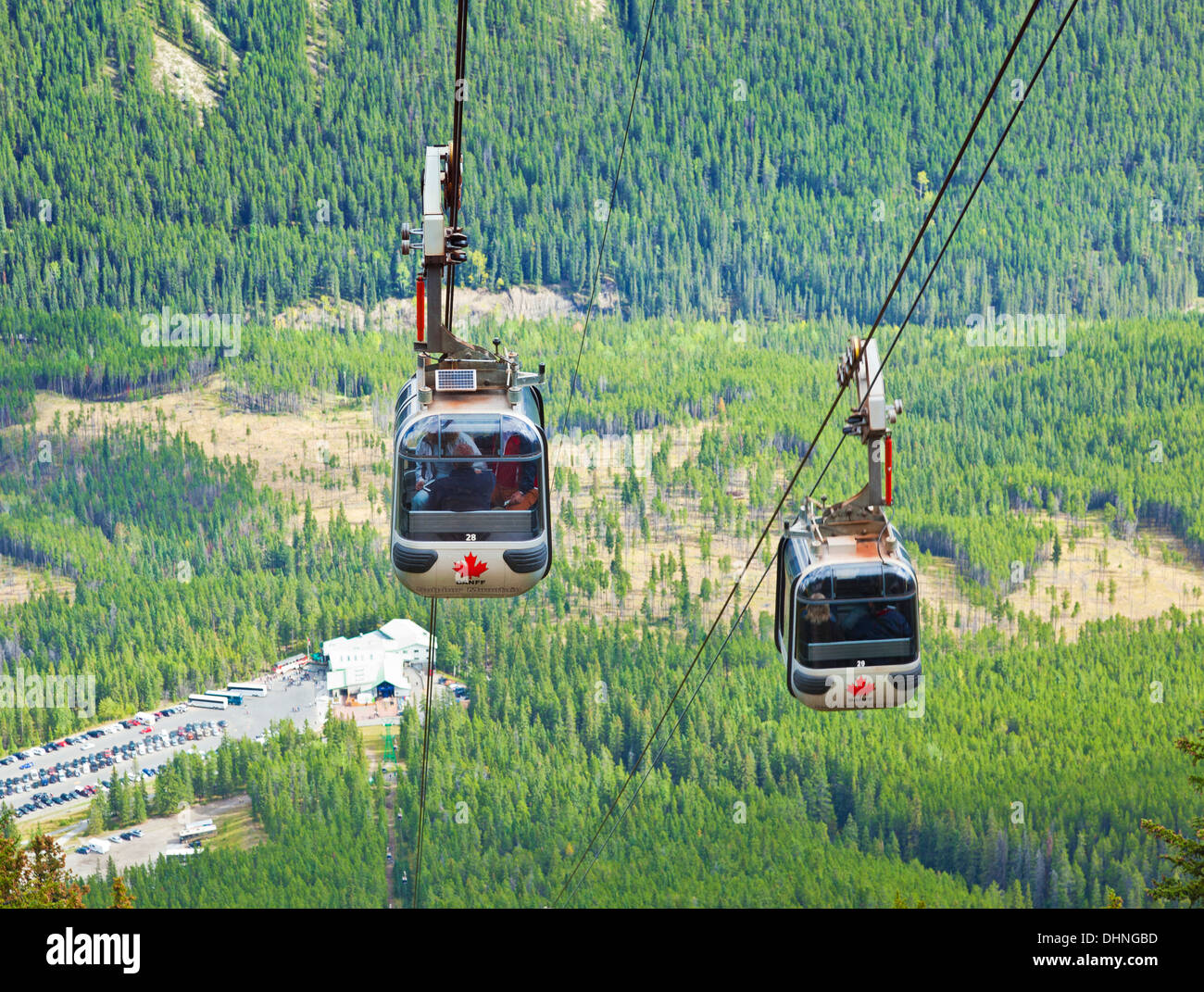 Banff gondola cable car up Sulphur Mountain Banff National Park Alberta Rockies Canada Stock Photo
