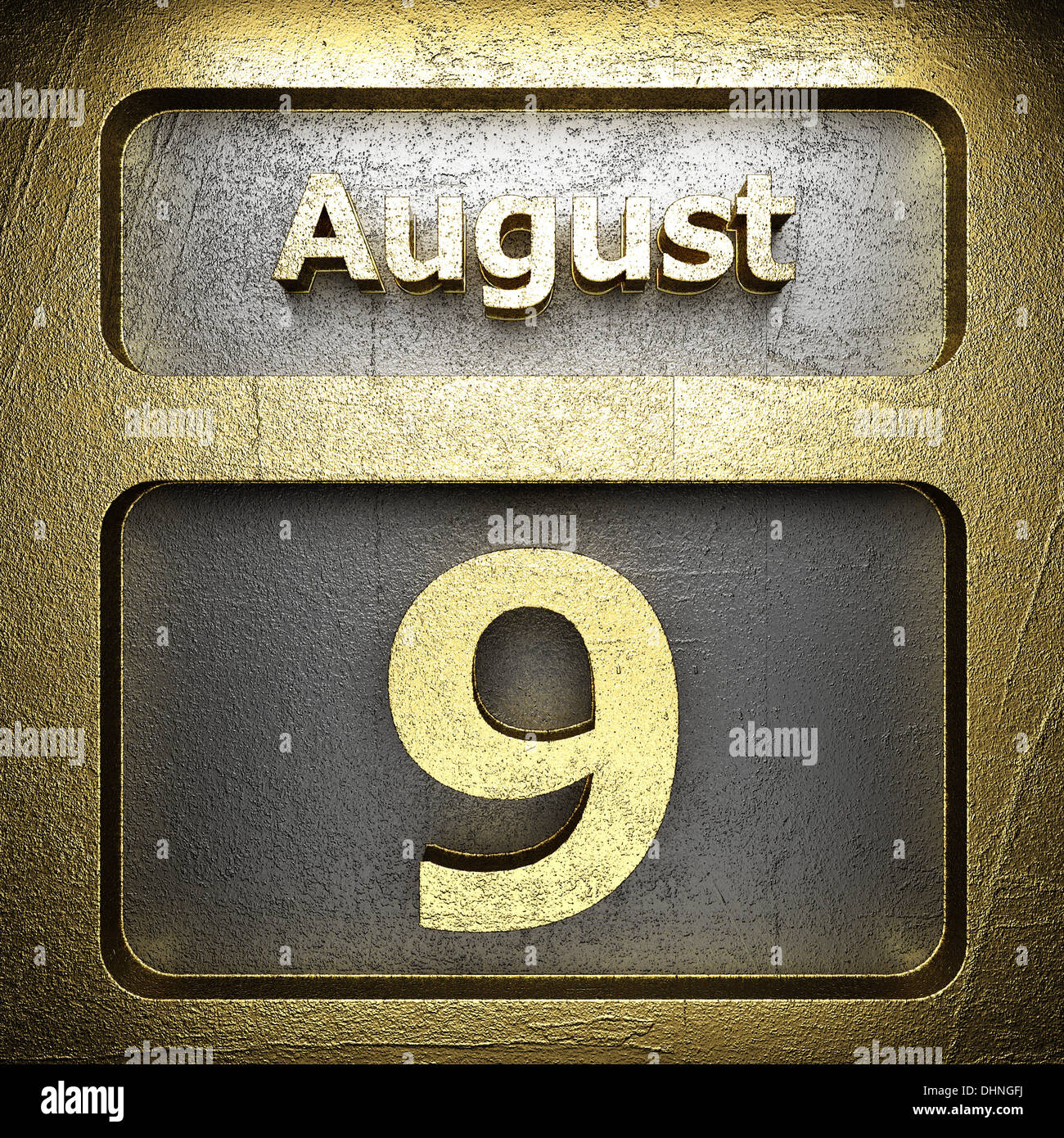 august 9 golden sign Stock Photo - Alamy