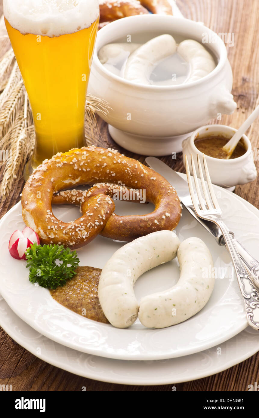 bavarian white sausage breakfast Stock Photo