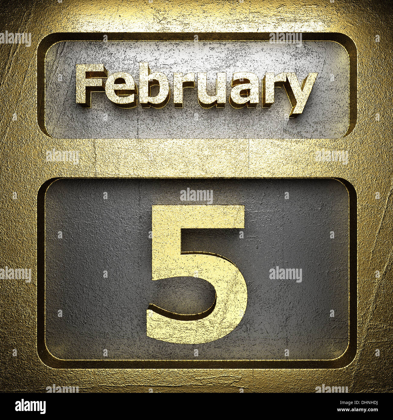 february 5 golden sign Stock Photo - Alamy