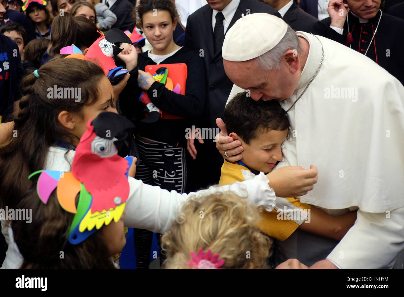 Rome, Italy. 9th November 2013. Rome meeting UNITALSI( Italian National Union for Transporting the Sick to Lourdes and International Shrines )   Pope Francis meet about 1000 sick people for the 110 years of UNITALSI 09 Nov 2013 © Realy Easy Star/Alamy Live News Stock Photo