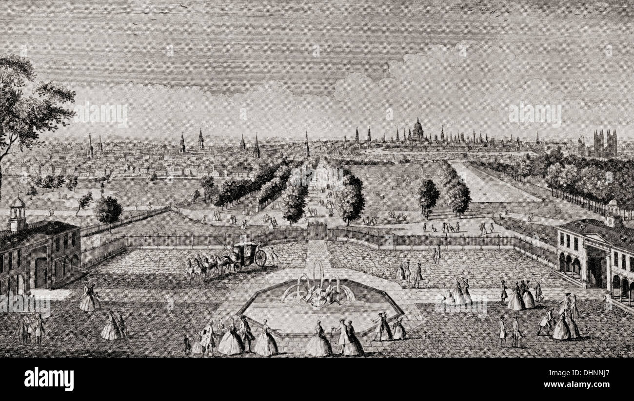 View of Buckingham Palace from St. James's Park with the Marble