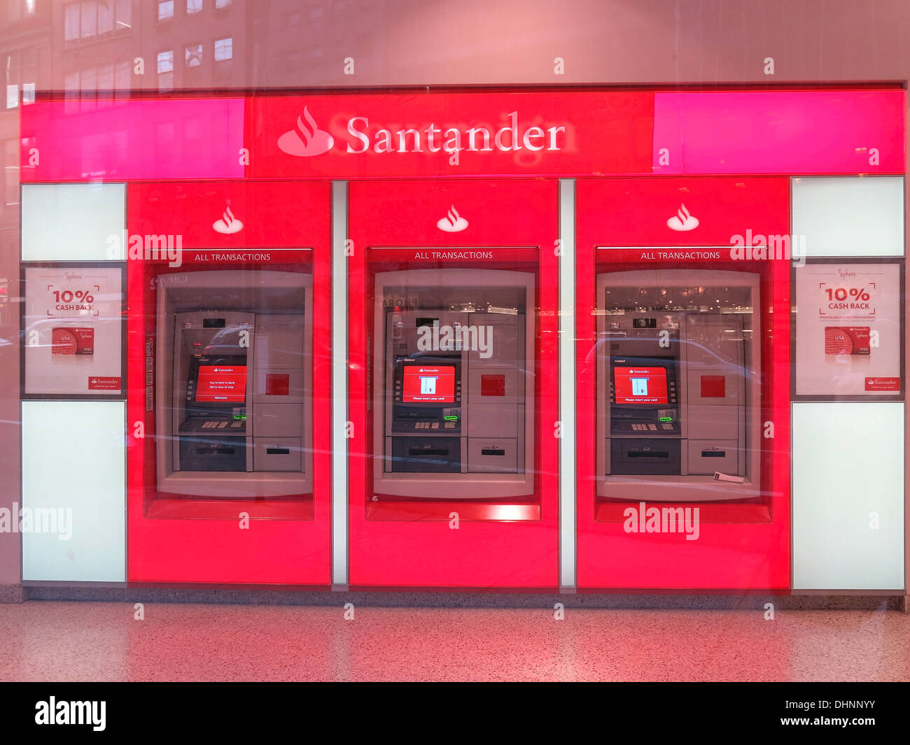 Banco Santander Automated Teller Machines, NYC Stock Photo