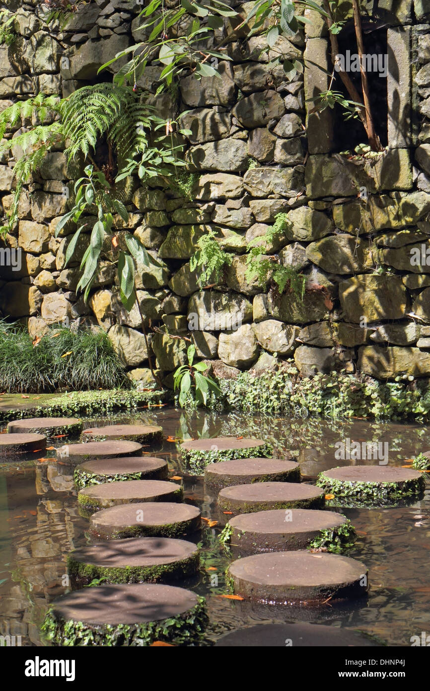 A decorative path from wooden stubs Stock Photo - Alamy