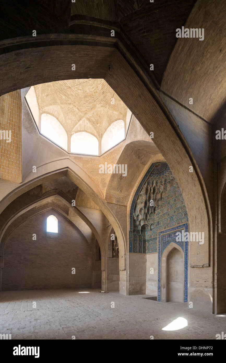 transverse vaulted Muzaffarid prayer hall in the Friday Mosque of Isfahan, Iran Stock Photo