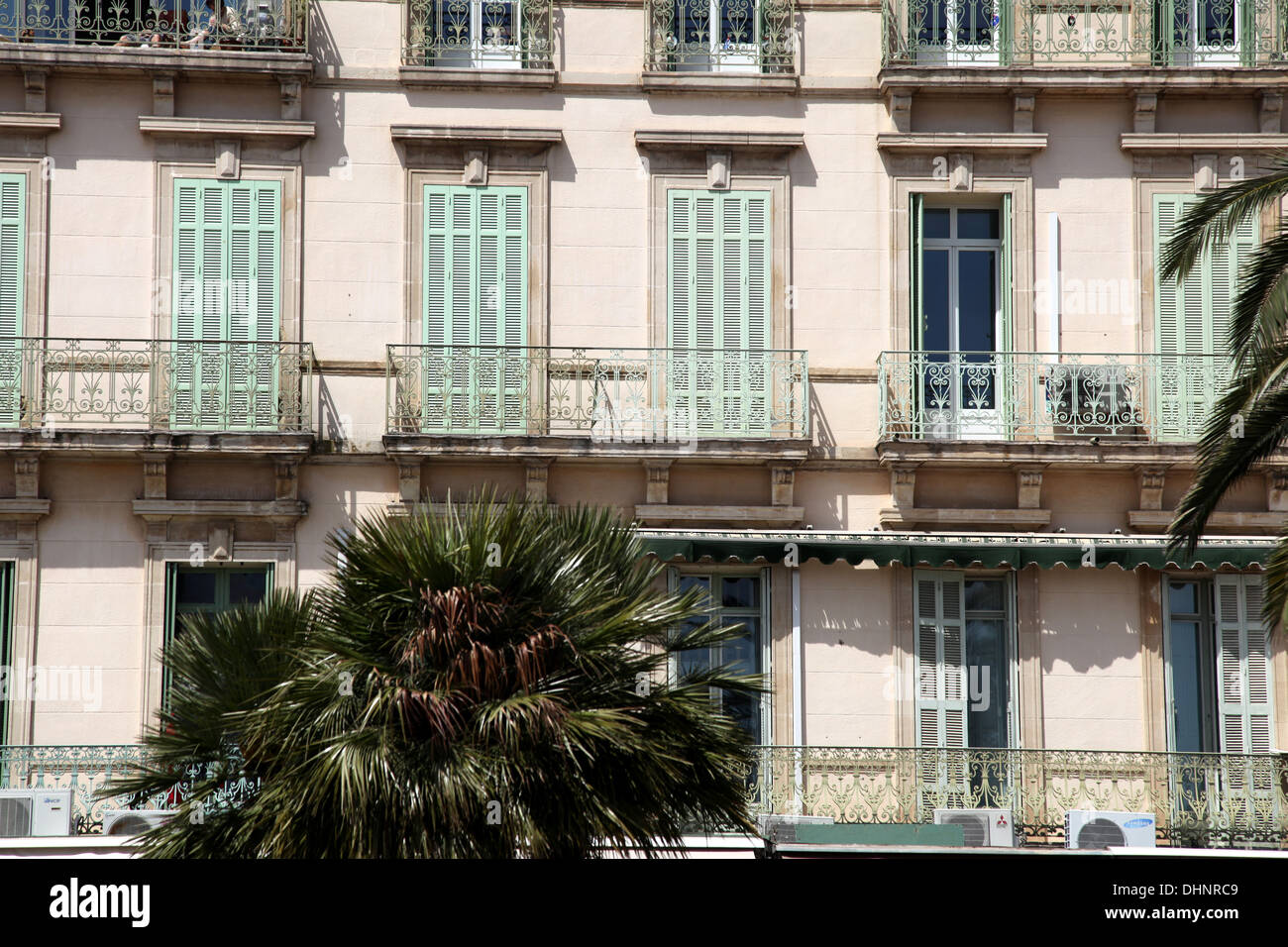 Balconies in Bandol, France Stock Photo