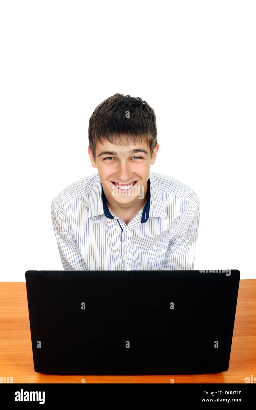 Young Man With Laptop Stock Photo
