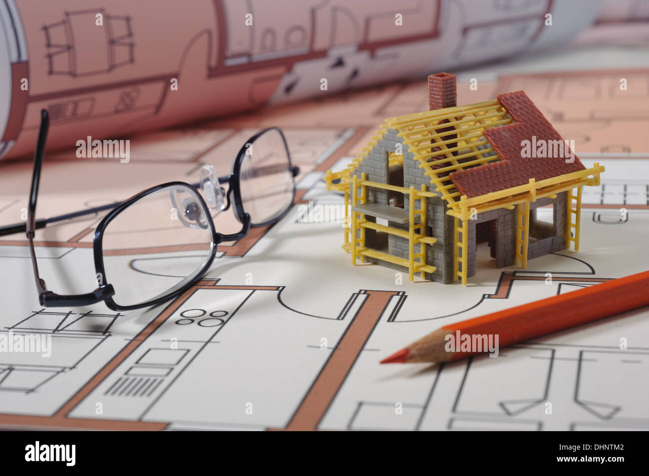 blue print plan for house construction Stock Photo