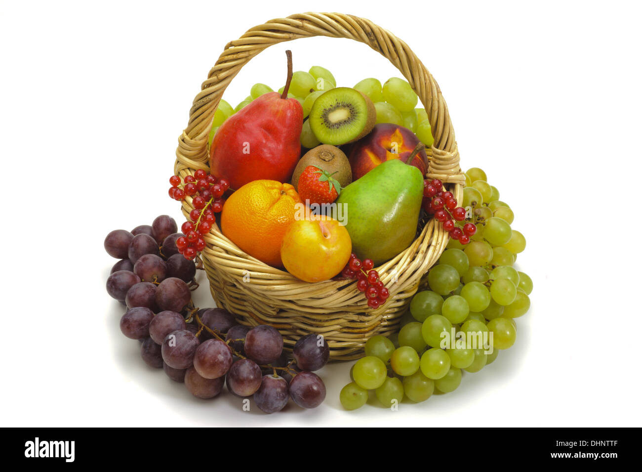 basket with fresh mixed fruits Stock Photo