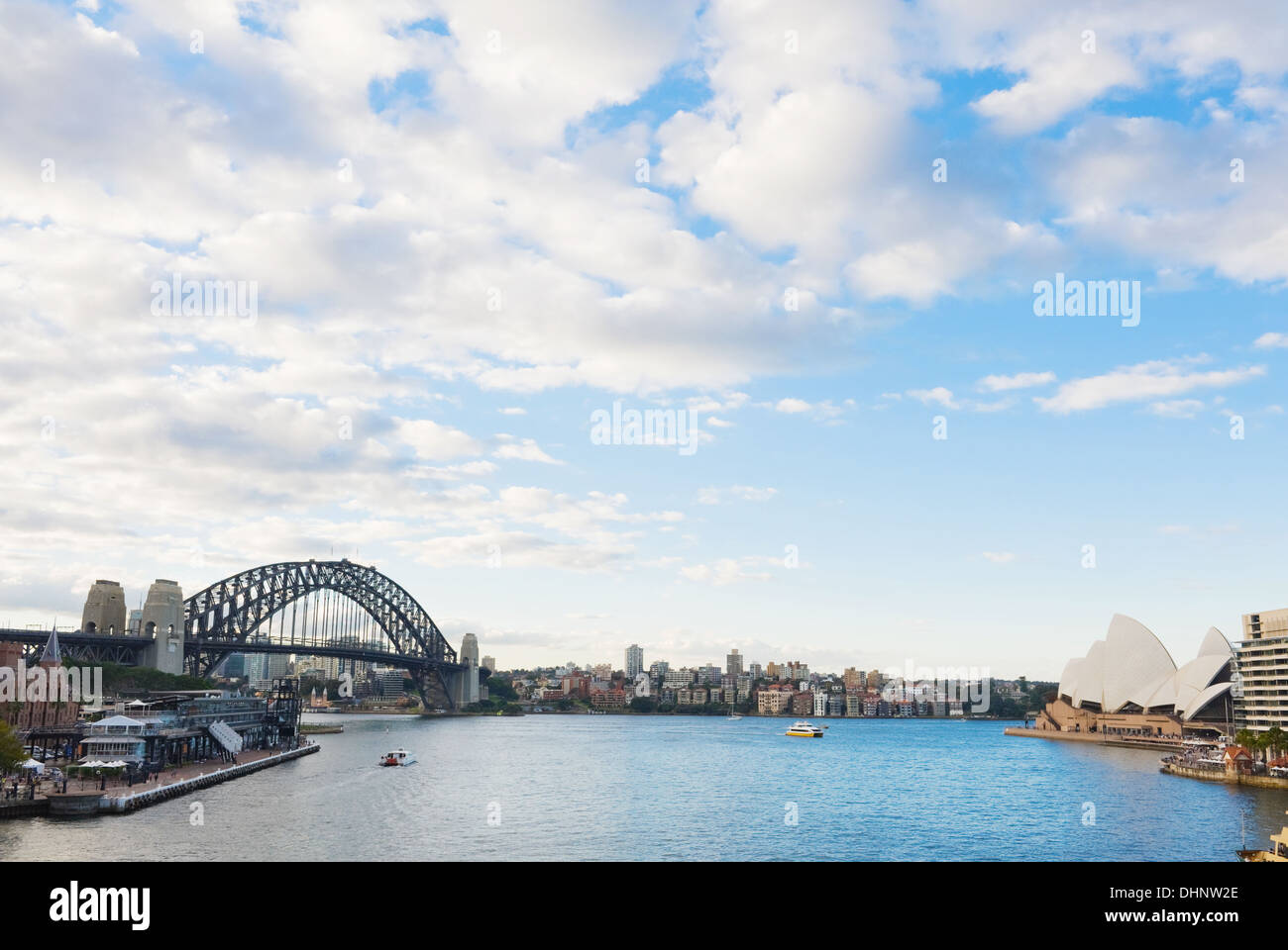 View of the Sydney Harbour Bridge from the sea Stock Photo