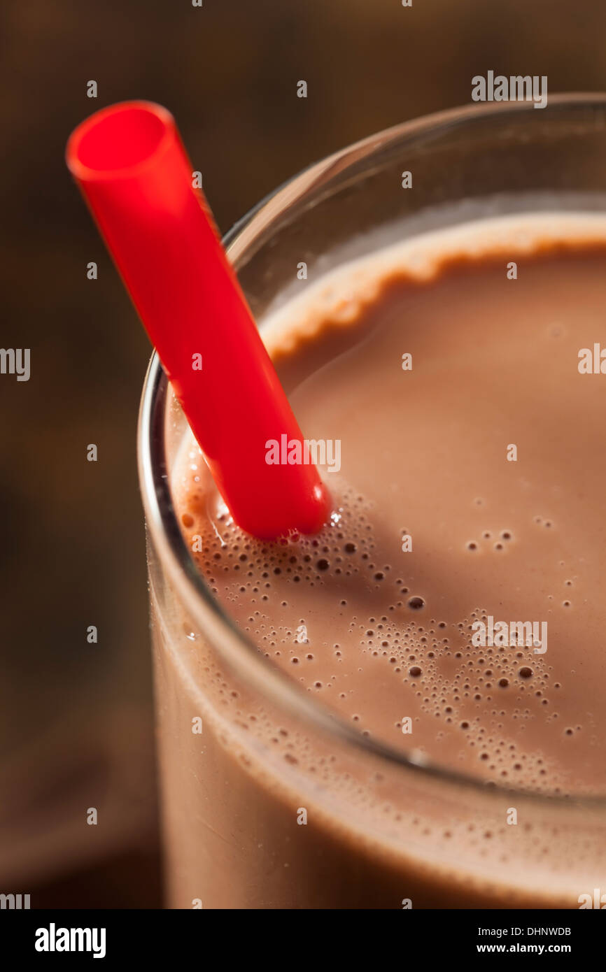 Refreshing Delicious Chocolate Milk with Real Cocoa Stock Photo