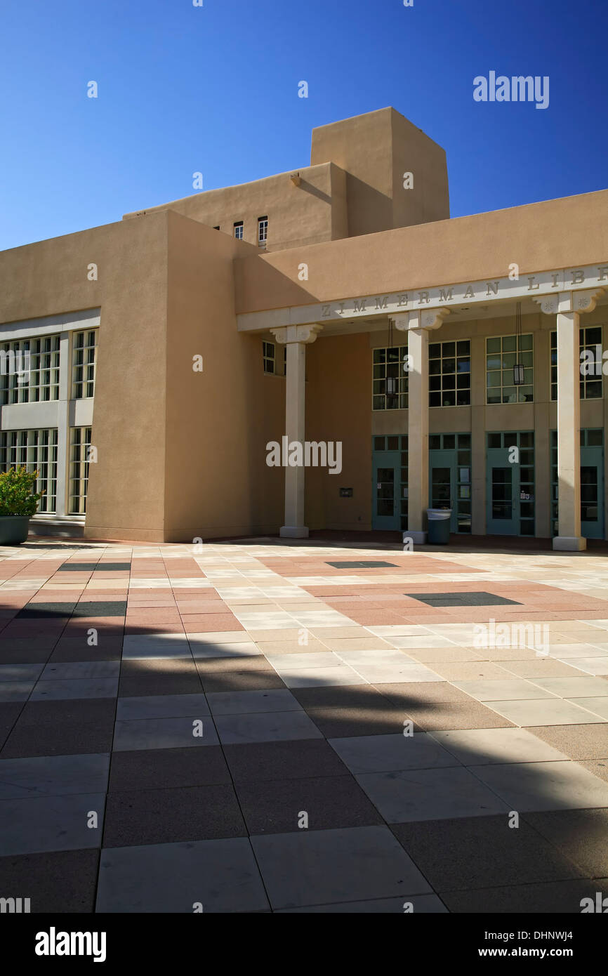 Main entrance, Zimmerman Library, University of New Mexico Campus, Albuquerque, New Mexico USA Stock Photo