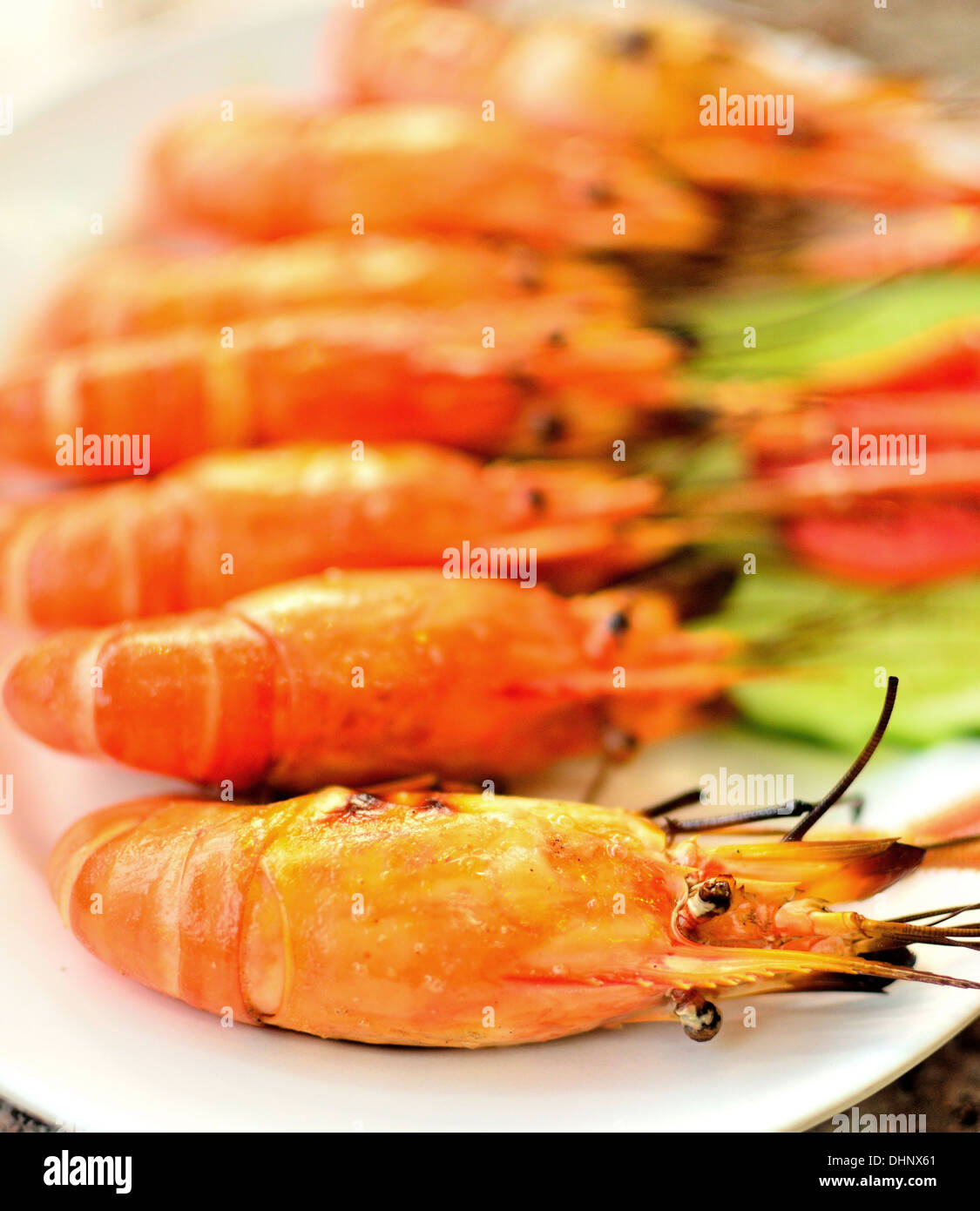 grilled shrimps Stock Photo