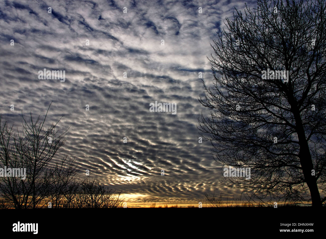 Evening clouds in winter Stock Photo