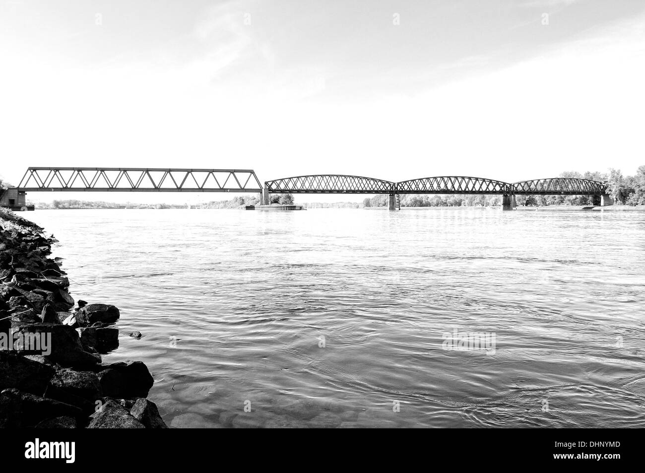 Rhine bridge at Rastatt Winterdorf Germany Stock Photo