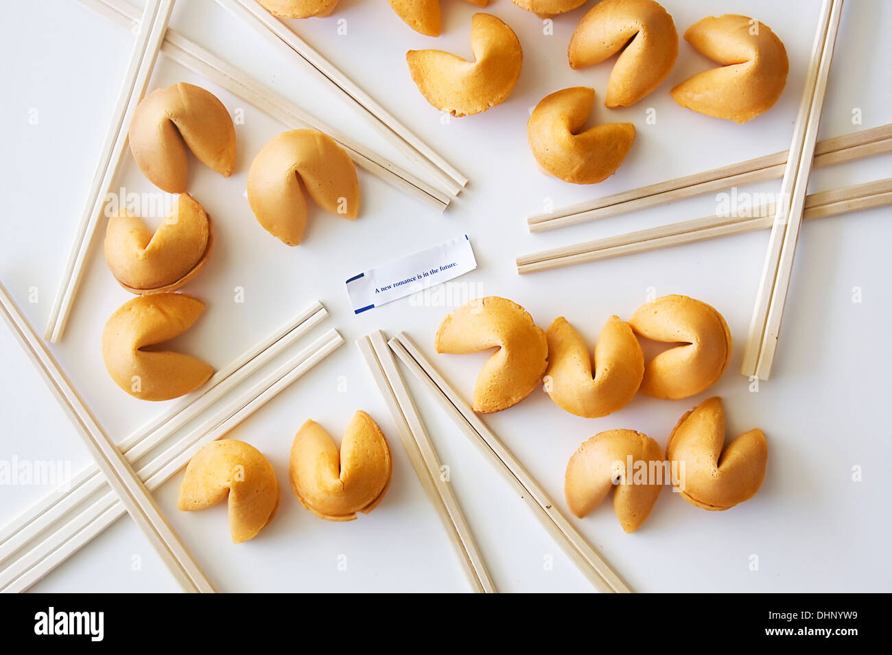 Studio compostion of fortune cookies and chopsticks Stock Photo