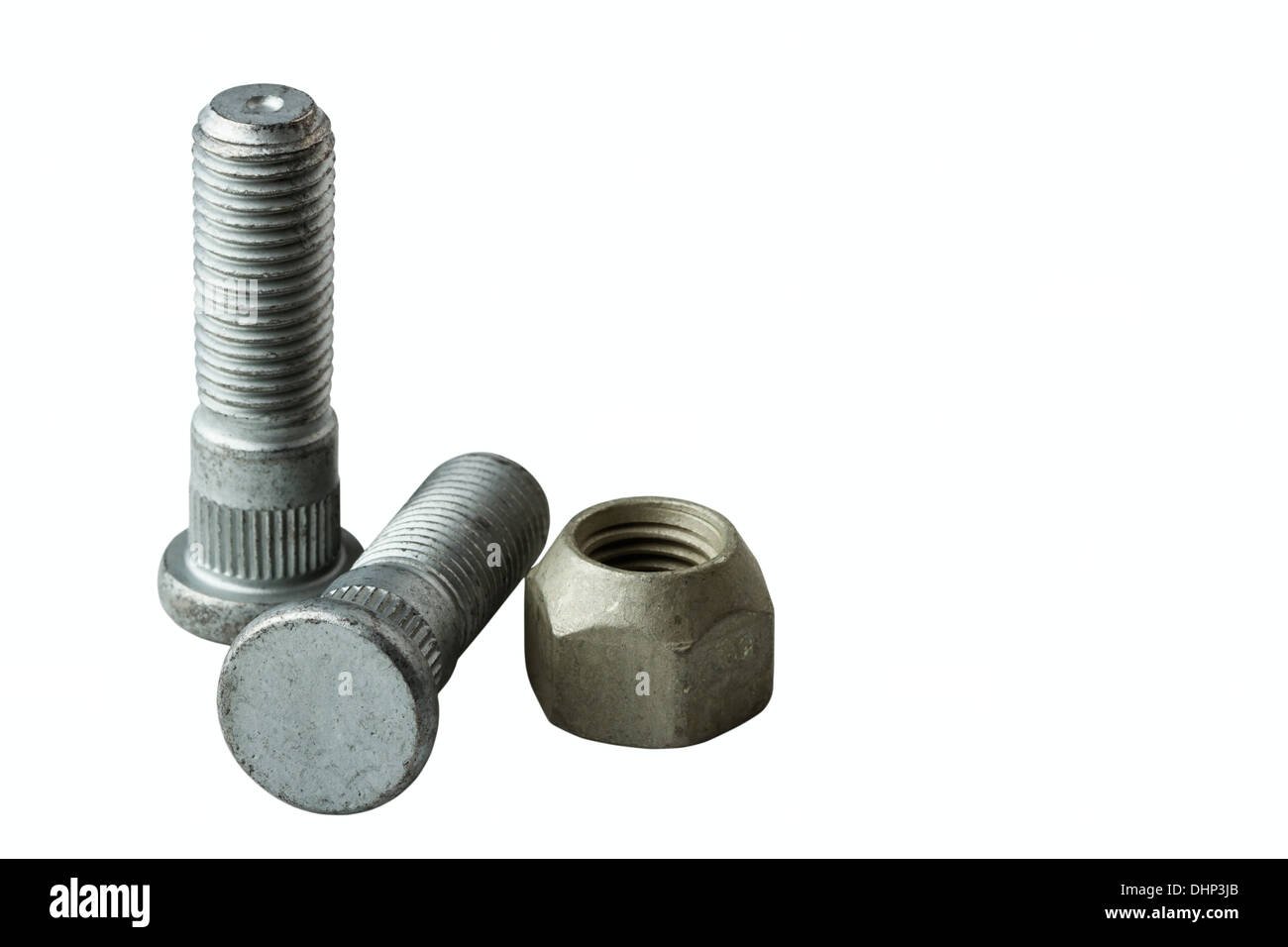 Wheel bolts and nut isolated on a white background Stock Photo Alamy