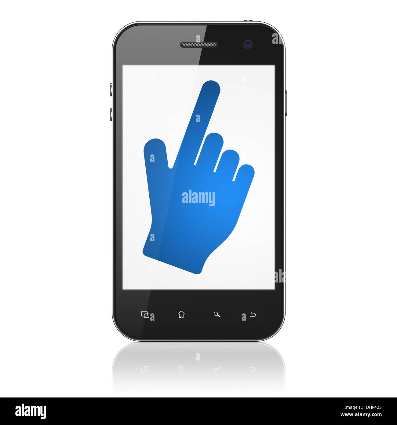 Marketing concept: smartphone with Mouse Cursor icon on display. Mobile ...