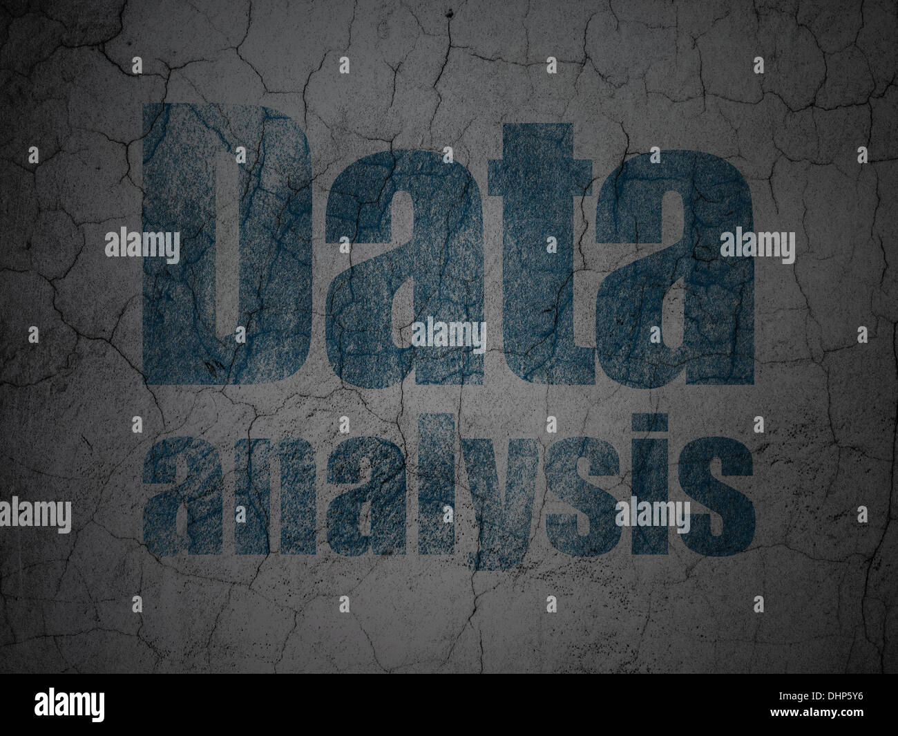 Data concept: Blue Data Analysis on grunge textured concrete wall ...
