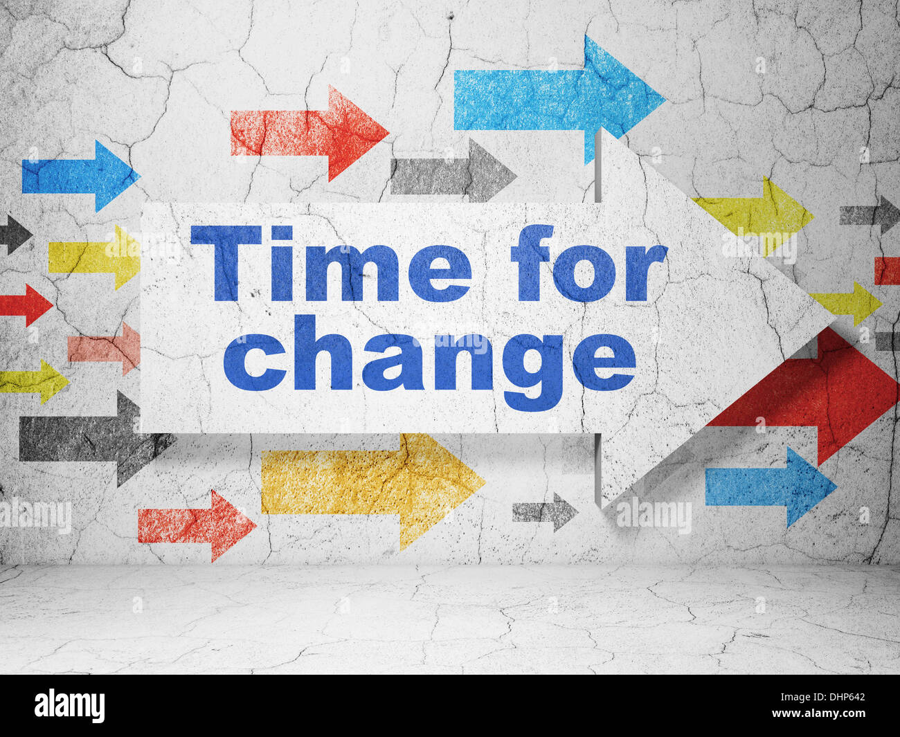 Timeline concept: arrow whis Time for Change on grunge textured ...