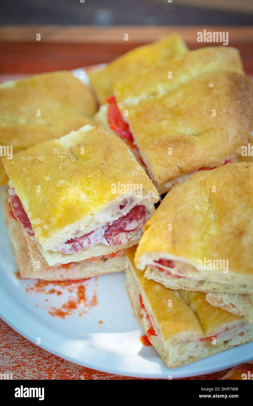 bread and salami,bread and tomato Stock Photo Alamy