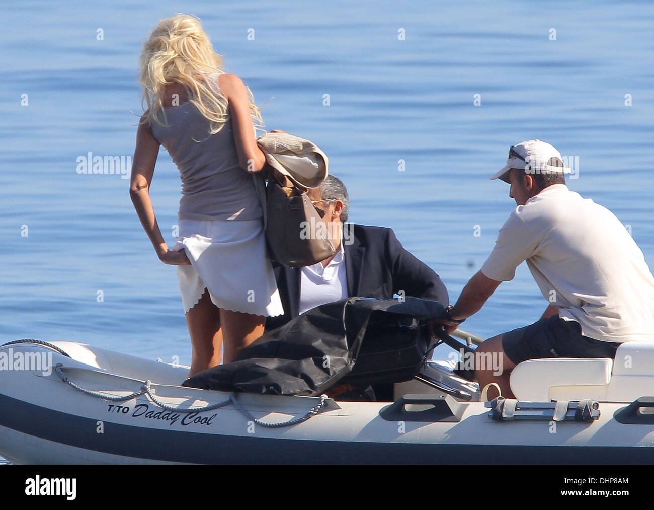 Model Victoria Silvstedt and her boyfriend Maurice Dabbah take a boat
