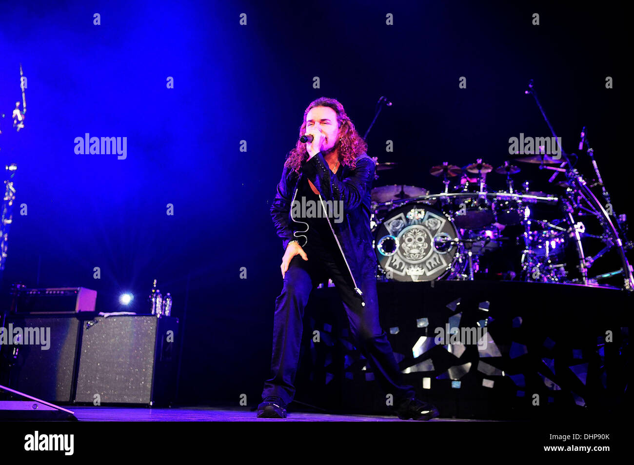 Fher Olvera of Mana performs at AmericanAirlines Arena. Miami, Florida ...